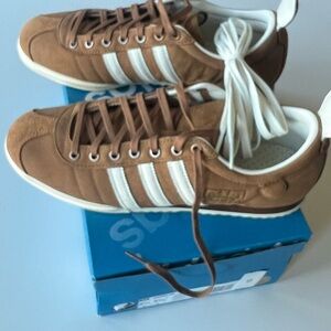 Adidas Samba Men's Tan Sneakers with White Stripes